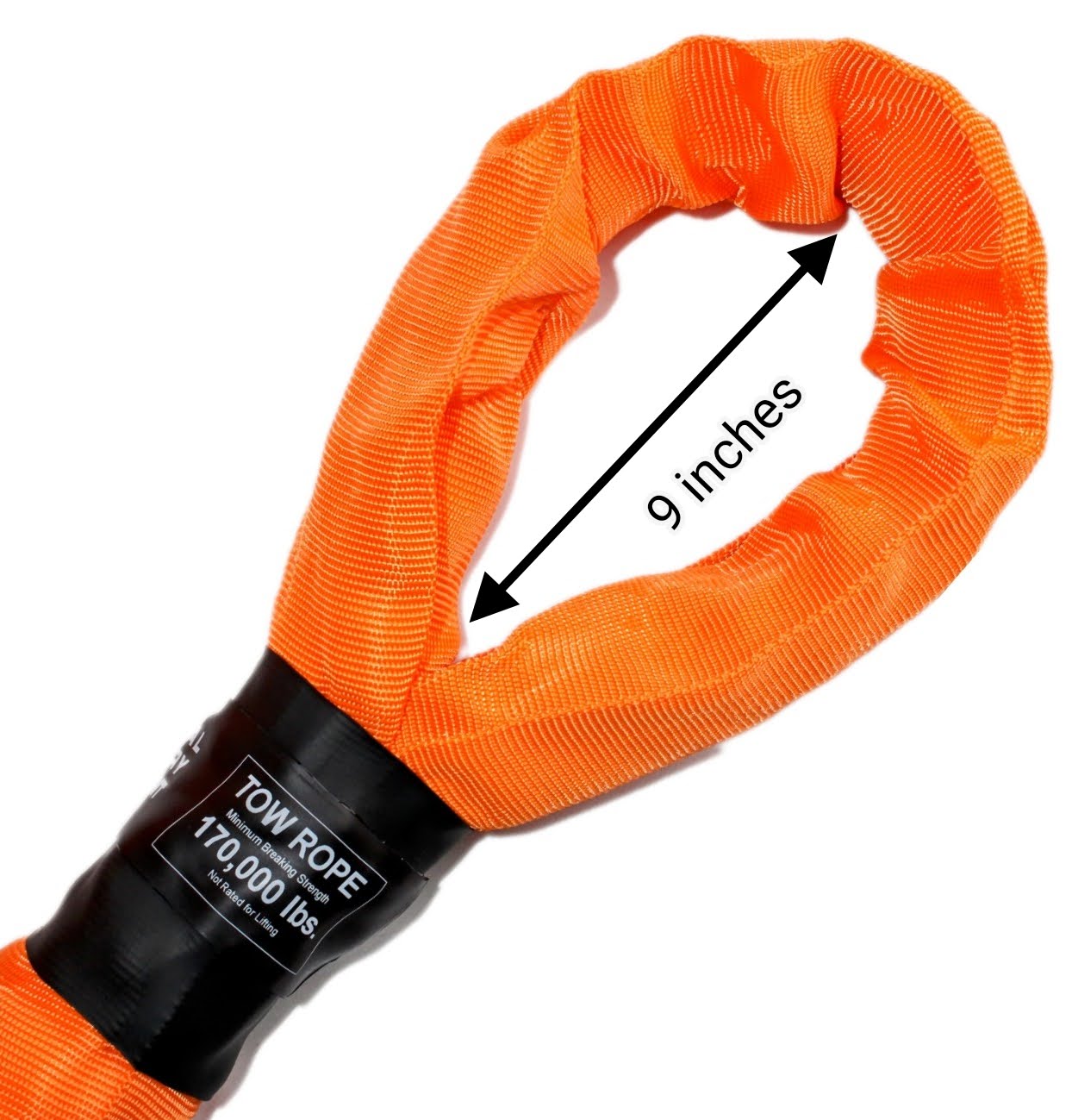 Industrial Tow Rope - 170,000 lb. Minimum Breaking Strength - Heavy Duty Vehicles Up to 100,000 lbs. (Product Length: 30 ft.)