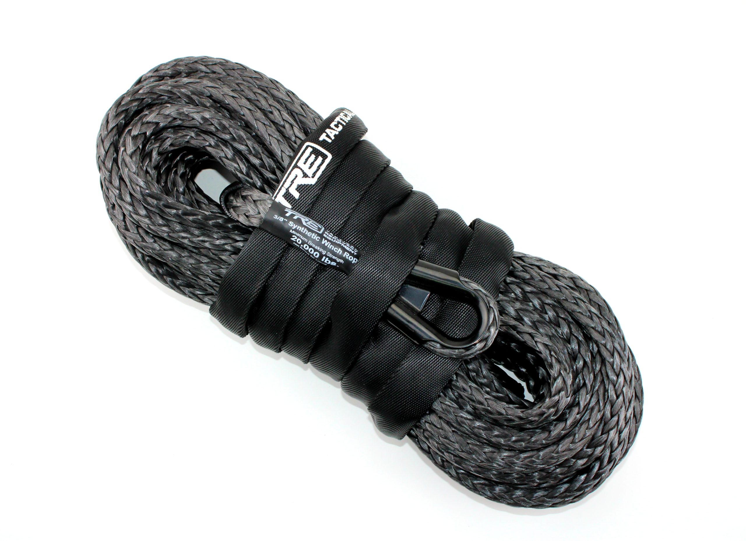 3/8 Synthetic Winch Rope - 20,000 lb. Breaking Strength - Replacement Winch Rope for 6,000 - 12,000 lb. Winches (Winch Rope Color: Black, Winch Rope L