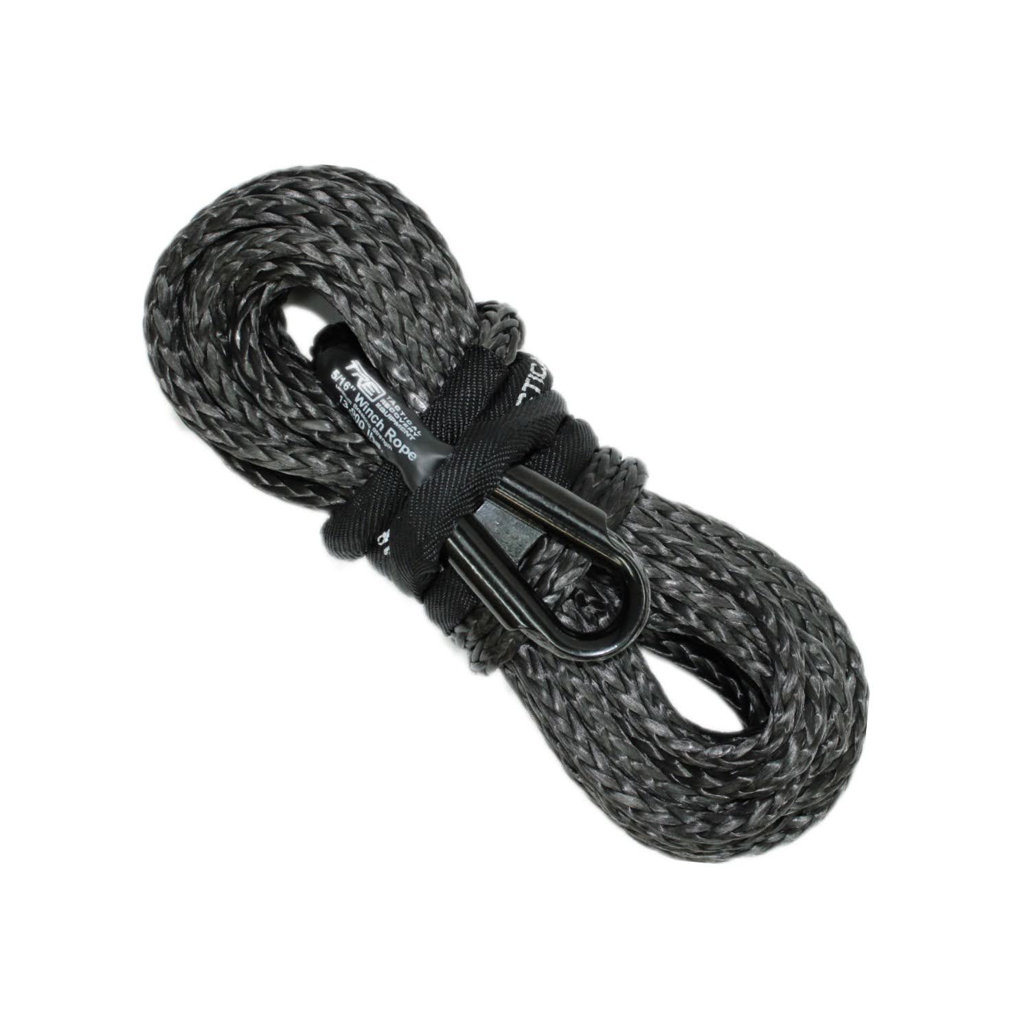 5/16 Synthetic Winch Rope – 13,000 lb. Breaking Strength – Replacement Winch Rope for 5,000 lb. to 9,000 lb. Winches (Winch Rope Color: Black, Winch R